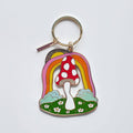 Magic Mushroom Brass and Enamel Keychain | Enchanting Toadstool Fungi Key Ring Holder - Salty Season LLC