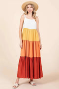 Mittoshop Color Block Tiered Pull-On Maxi Dress - Salty Season LLC