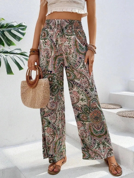 Printed Wide Leg Pants - Salty Season LLC