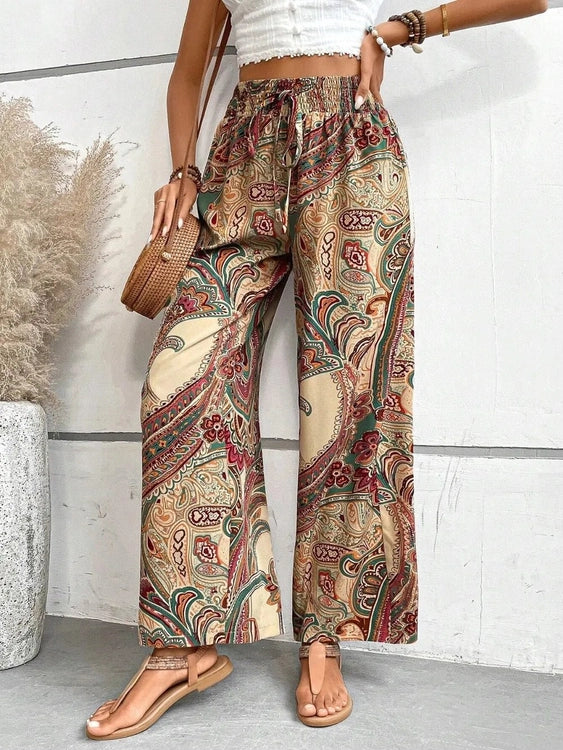 Printed Wide Leg Pants - Salty Season LLC