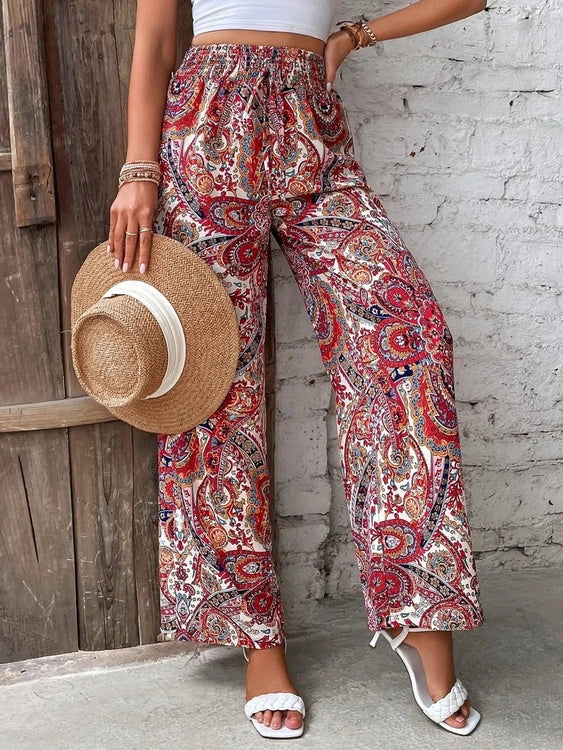 Printed Wide Leg Pants - Salty Season LLC