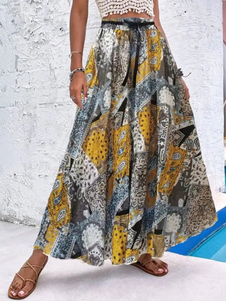Bohemian Print A-Line Beach Dress for Women - Salty Season LLC