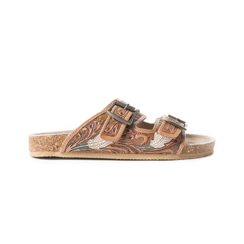 Falling Feather Sandals In Dark Brown - Salty Season LLC