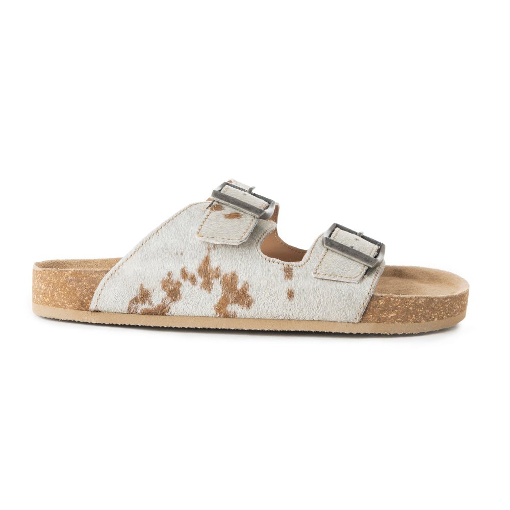 Myra Restful Hairon Leather Slides for Women – Adjustable Straps, Cork Footbed & Stylish Dual Buckle - Salty Season LLC
