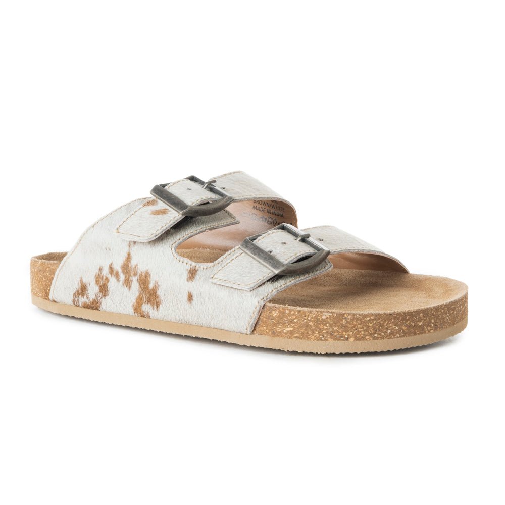 Myra Restful Hairon Leather Slides for Women – Adjustable Straps, Cork Footbed & Stylish Dual Buckle - Salty Season LLC
