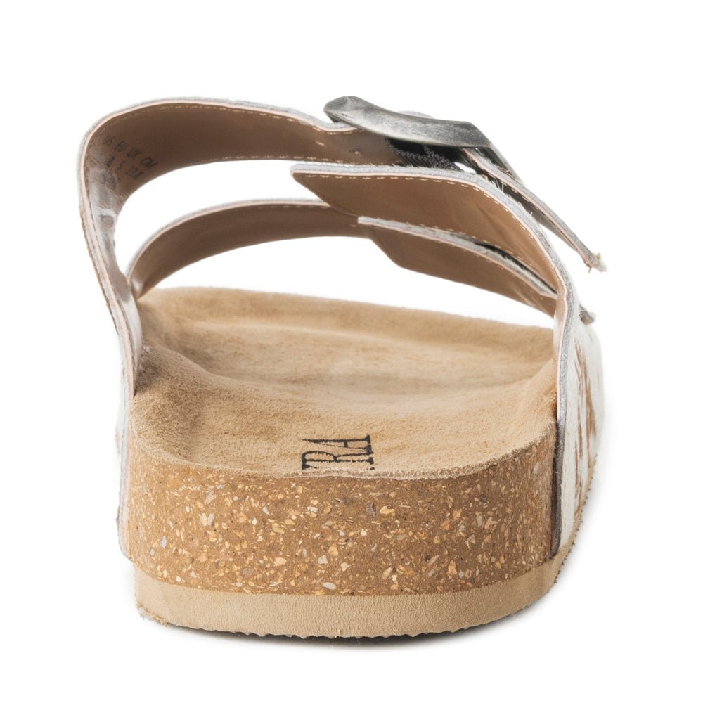 Myra Restful Hairon Leather Slides for Women – Adjustable Straps, Cork Footbed & Stylish Dual Buckle - Salty Season LLC