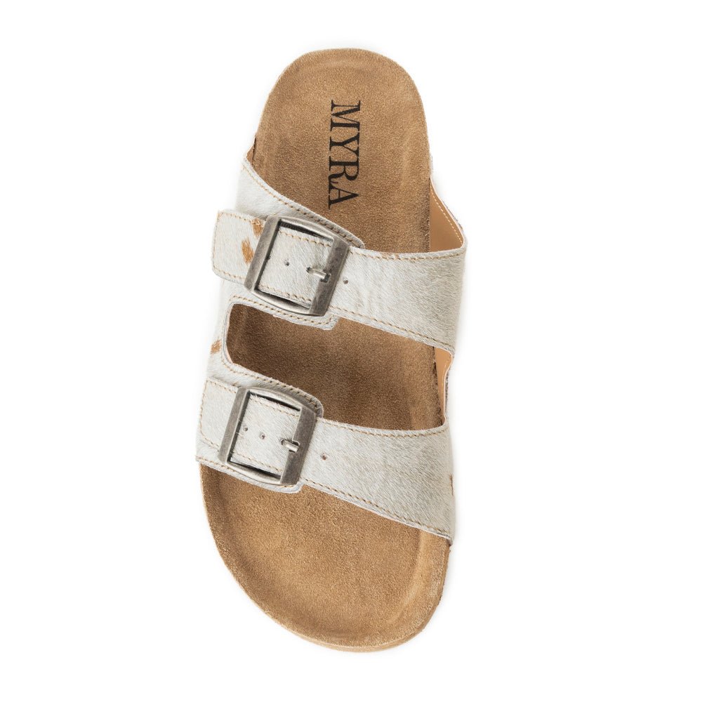 Myra Restful Hairon Leather Slides for Women – Adjustable Straps, Cork Footbed & Stylish Dual Buckle - Salty Season LLC