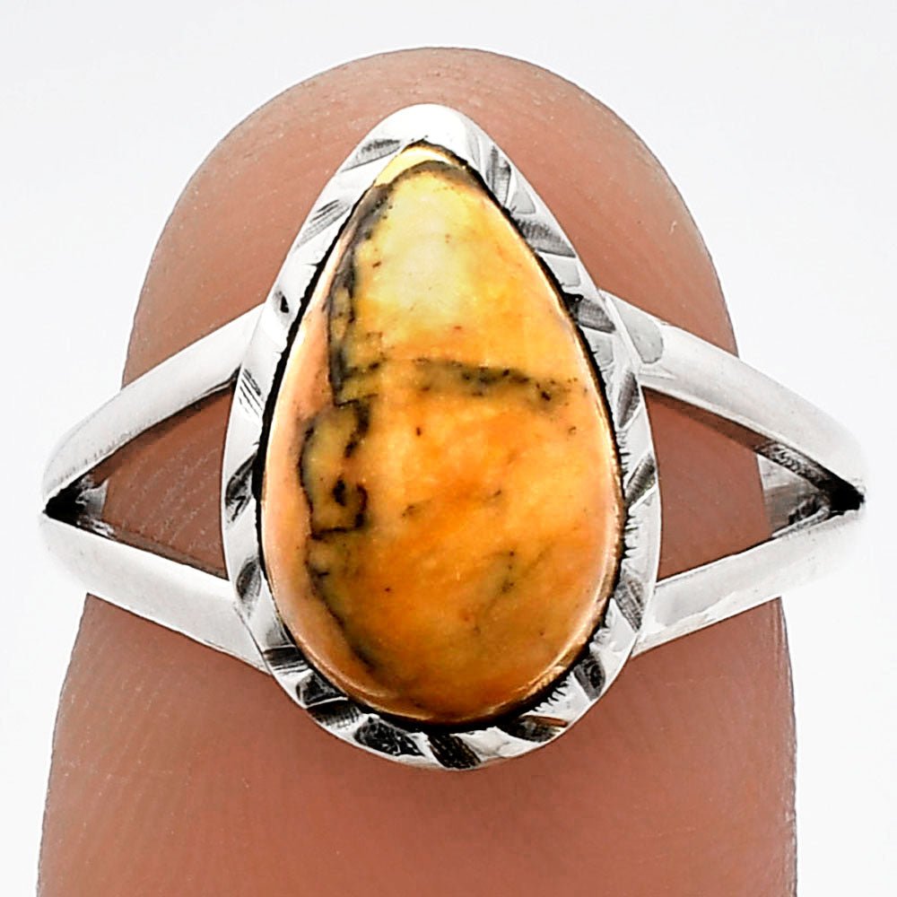 Natural Honey Dendritic Opal Ring size-7 R-1074 SDR230827 - Salty Season LLC