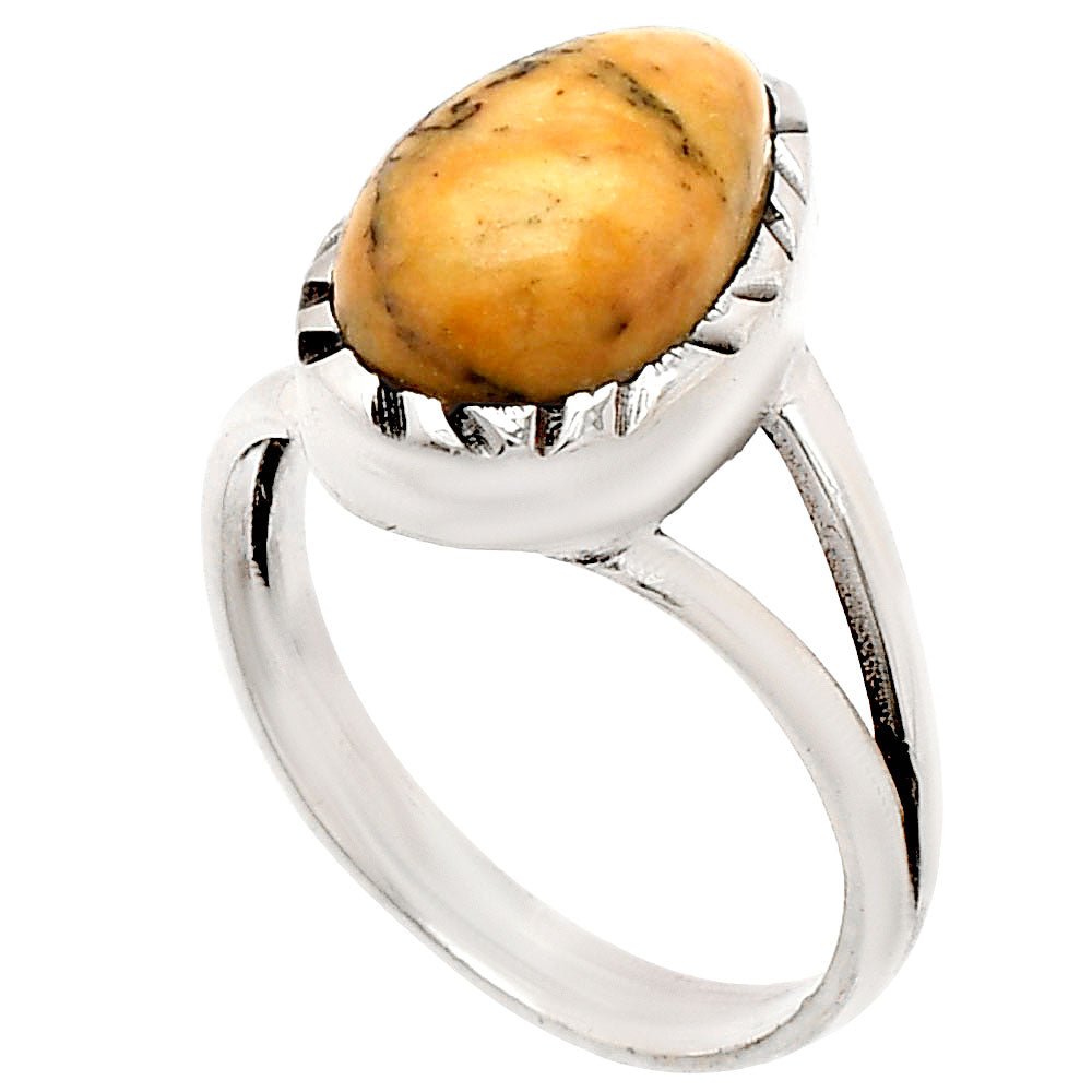 Natural Honey Dendritic Opal Ring size-7 R-1074 SDR230827 - Salty Season LLC