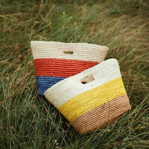 Sayan Raffia Tote Bag, in Yellow & Beige - Salty Season LLC