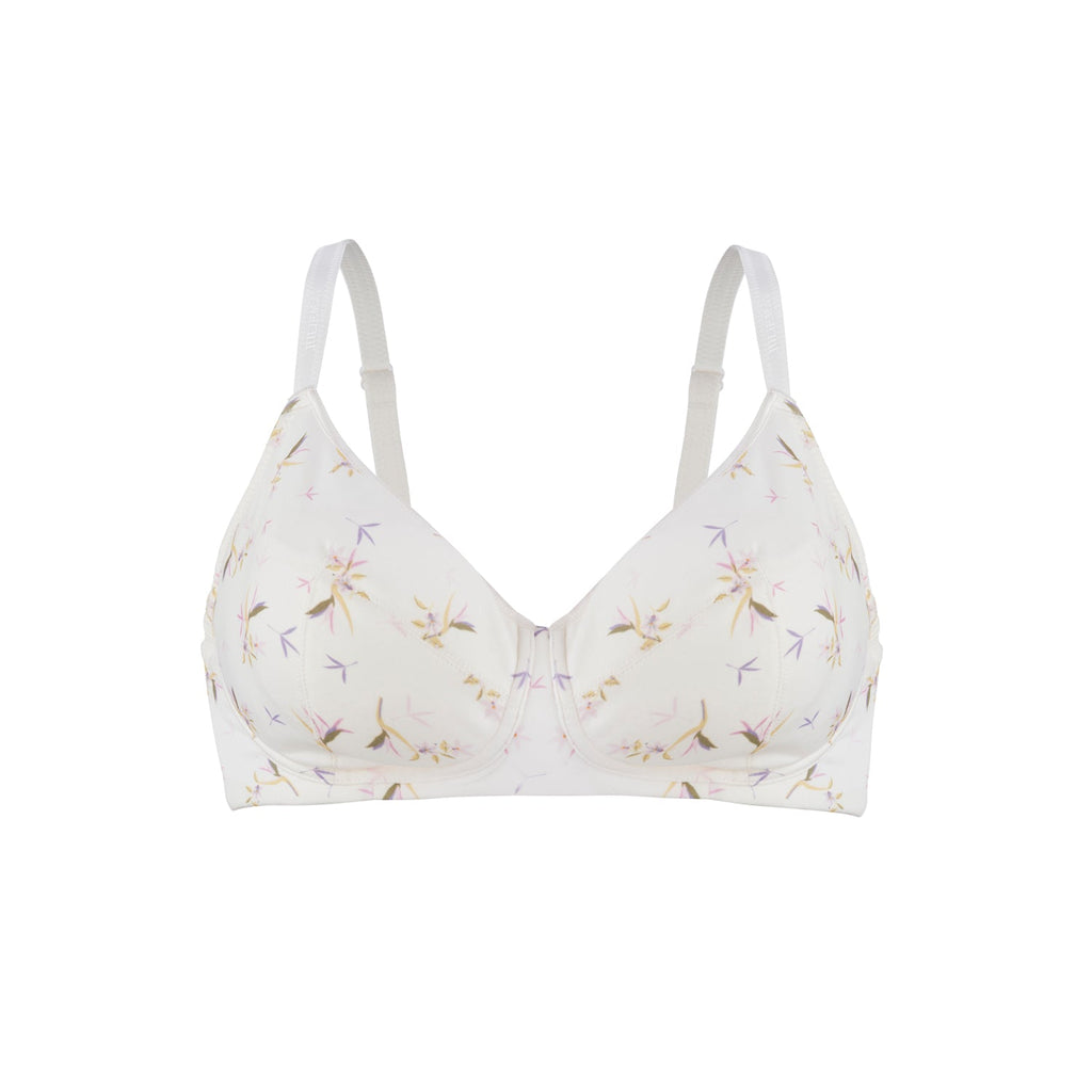 Floral-patterned bra on a white background