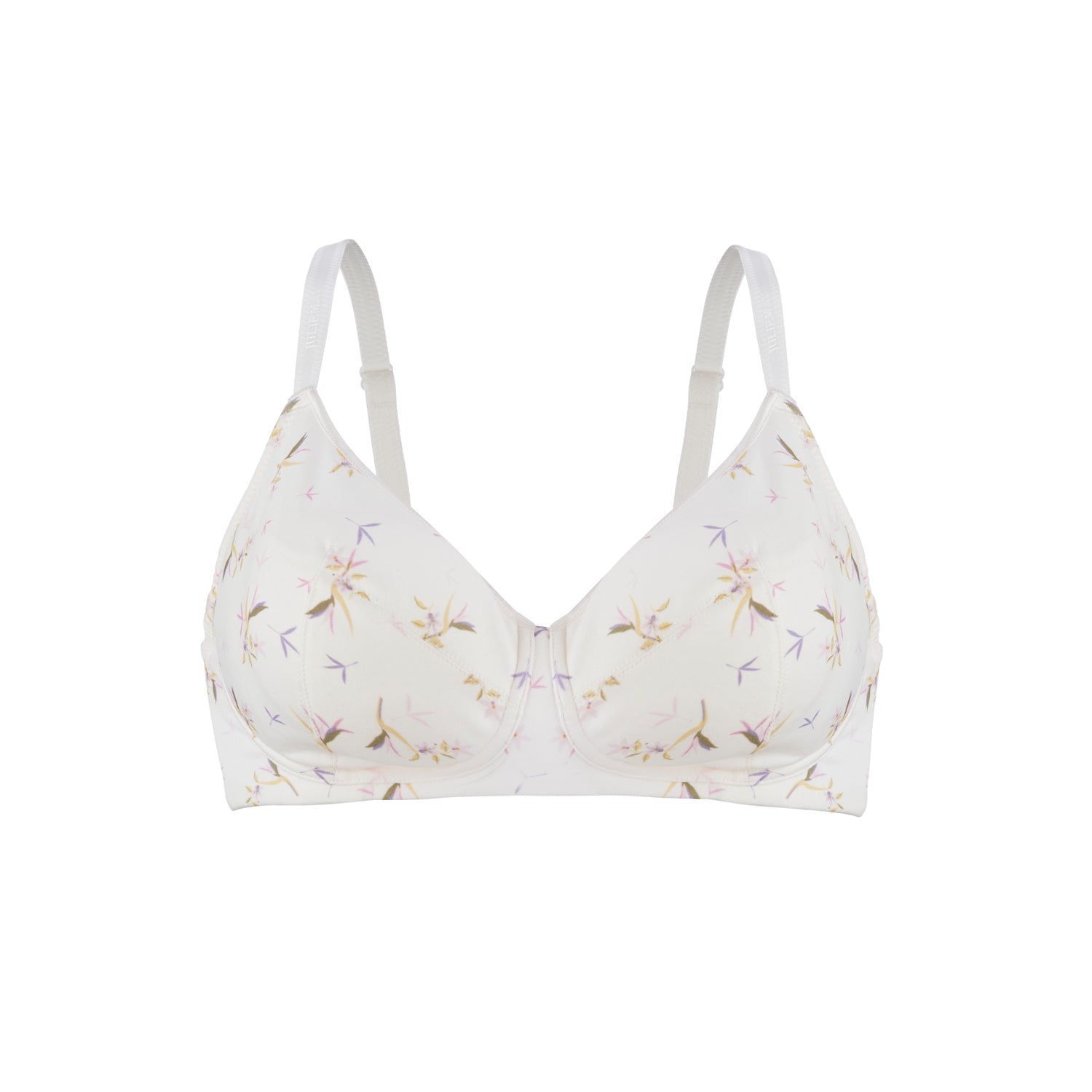 Floral-patterned bra on a white background
