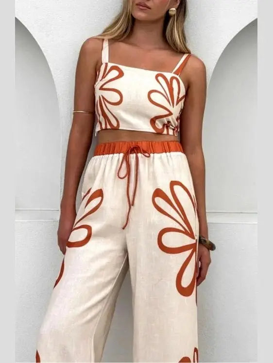 Smocked Square Neck Cami and Pants Set - Salty Season LLC
