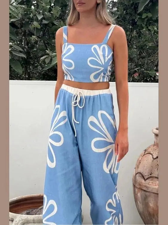 Smocked Square Neck Cami and Pants Set - Salty Season LLC