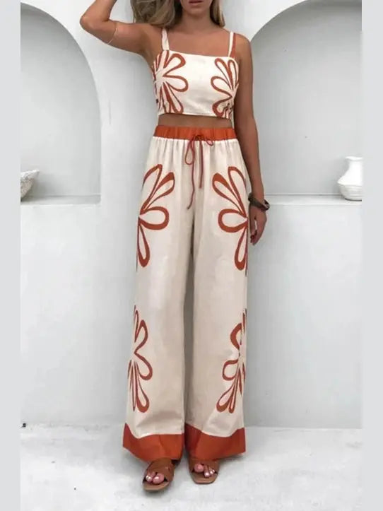 Smocked Square Neck Cami and Pants Set - Salty Season LLC