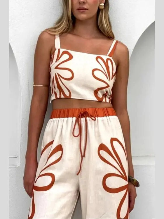 Smocked Square Neck Cami and Pants Set - Salty Season LLC