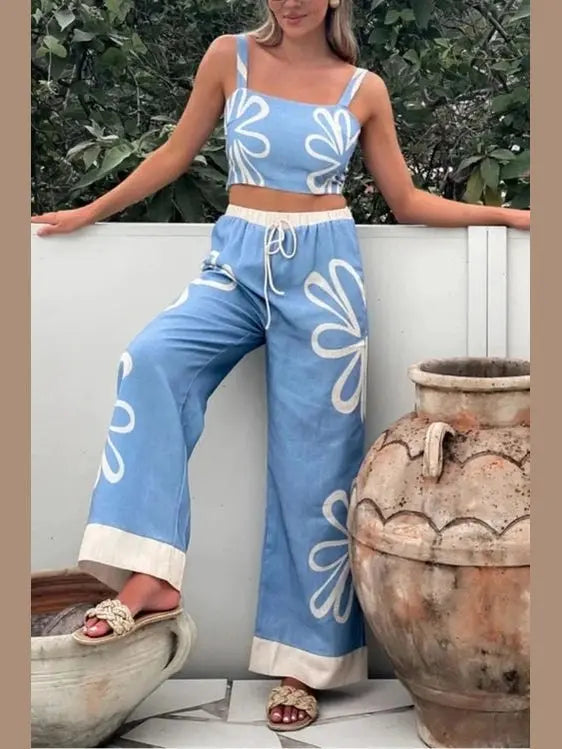 Smocked Square Neck Cami and Pants Set - Salty Season LLC