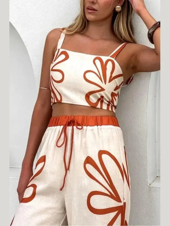 Smocked Square Neck Cami and Pants Set - Salty Season LLC