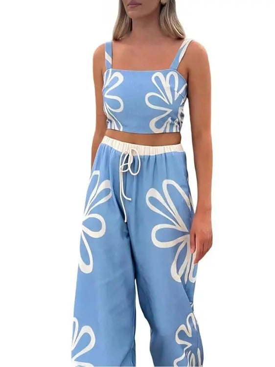 Smocked Square Neck Cami and Pants Set - Salty Season LLC