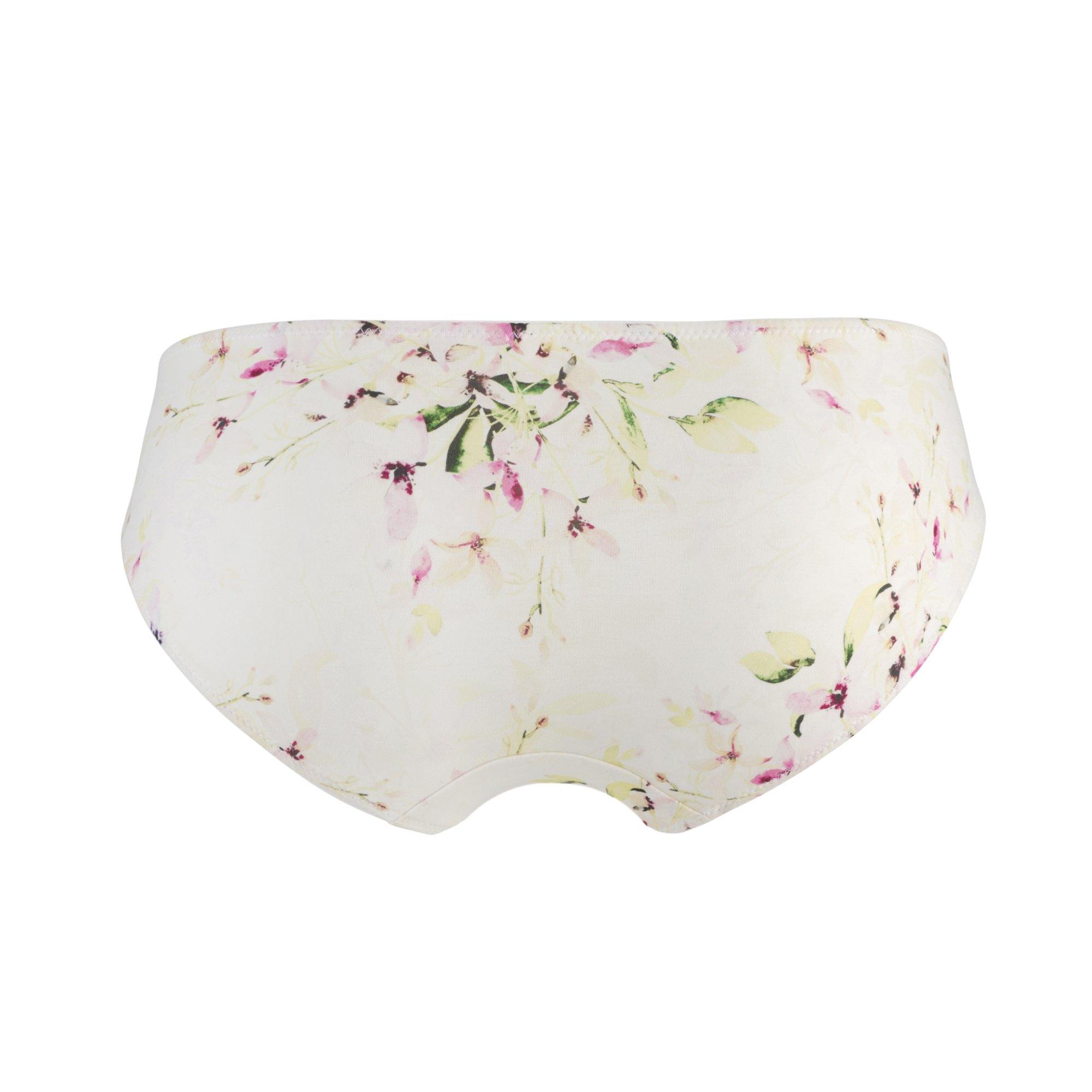 Floral-patterned underwear on a white background