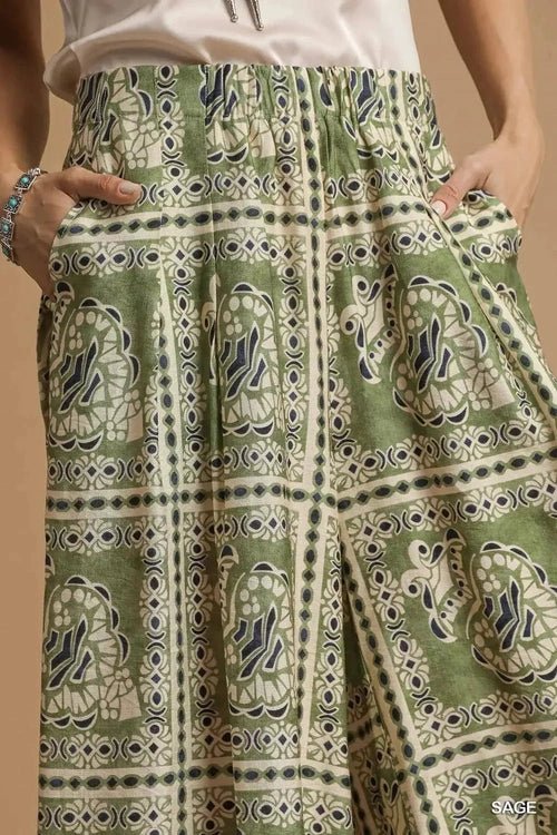 Umgee Bohemian Print Pants with Pockets - Salty Season LLC