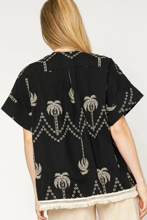 Umgee Open Front Embroidered Fringe Kimono - Salty Season LLC