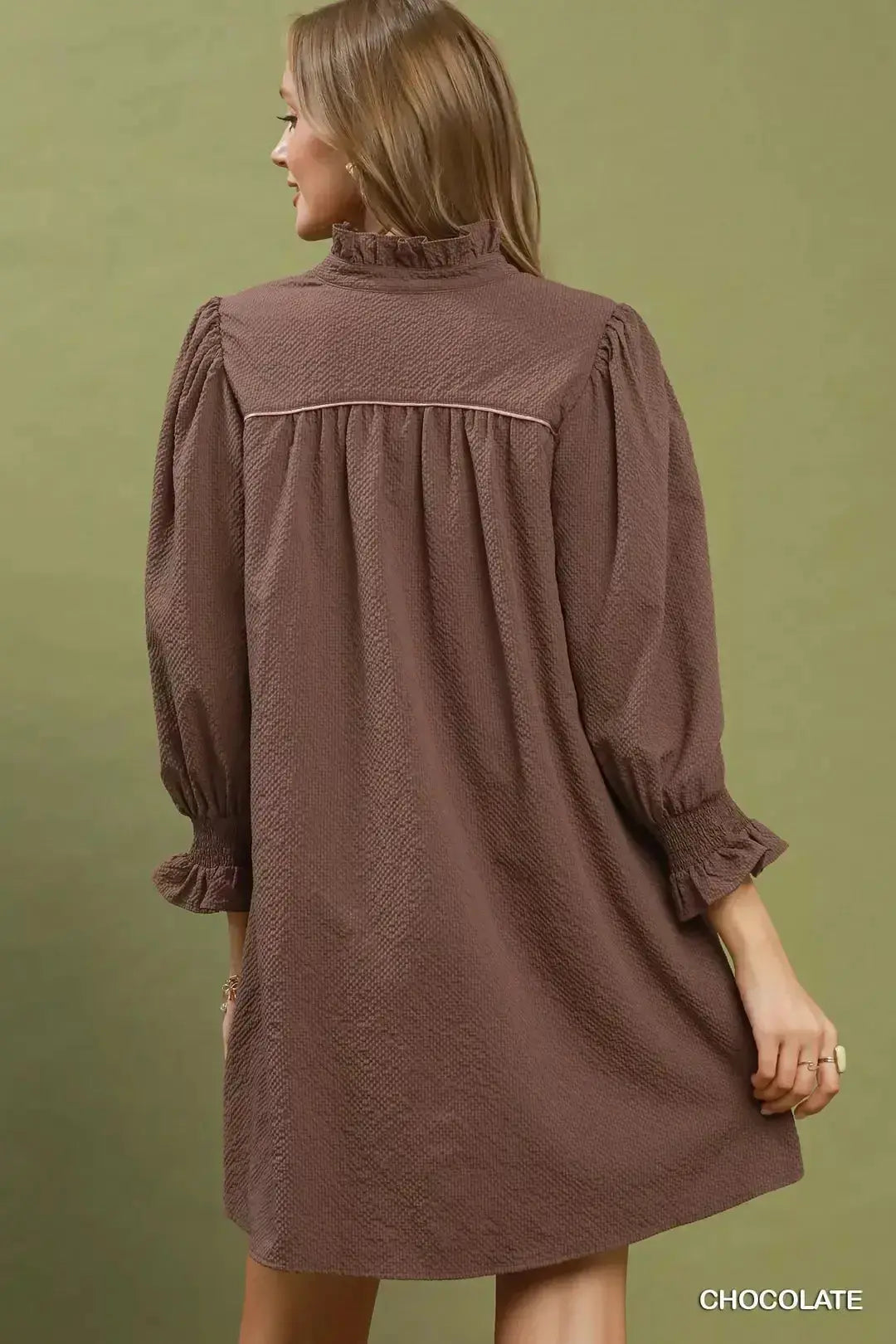 Women's Puff Sleeve Dress | Umgee Textured Puff Sleeve Mini Dress Trendsi