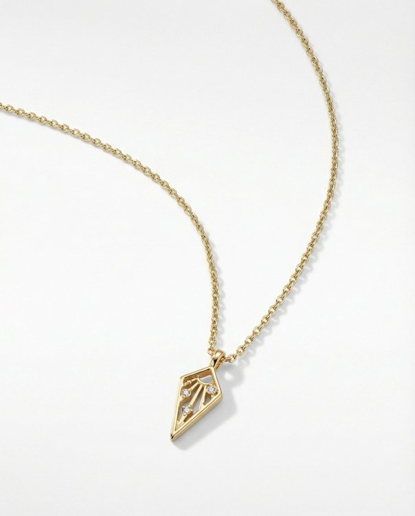 Gold Unshakeable necklace with diamond openwork pendant and clear stones