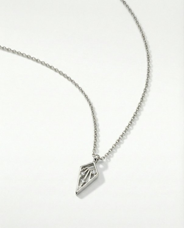 Silver Unshakeable necklace with diamond openwork pendant and clear stones