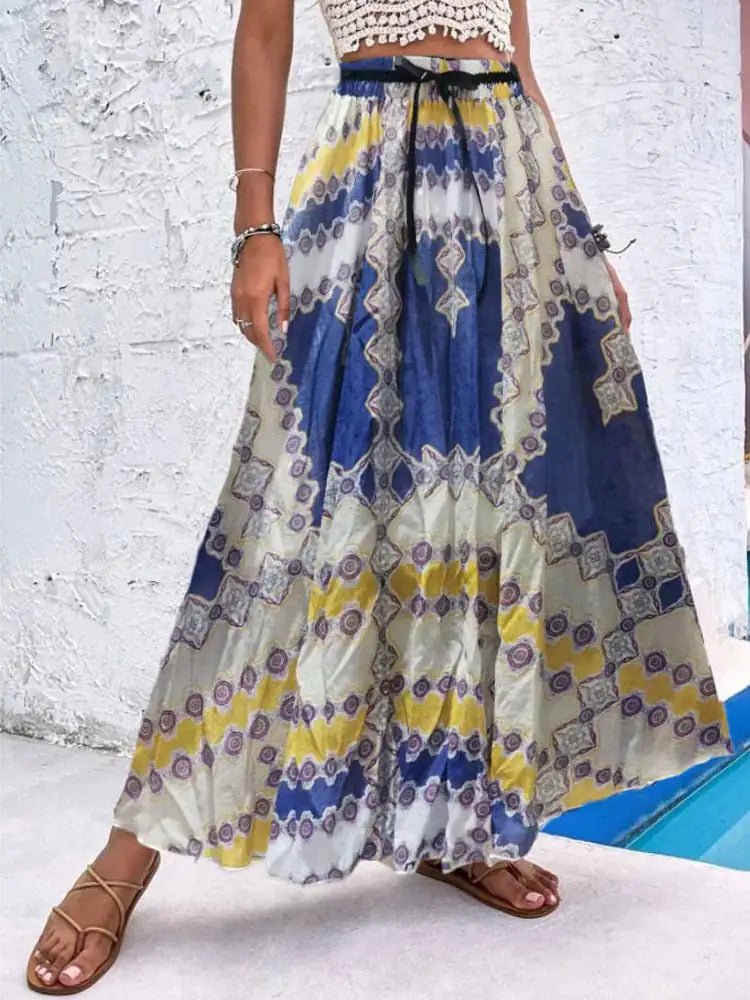 Bohemian Print A-Line Beach Dress for Women - Salty Season LLC