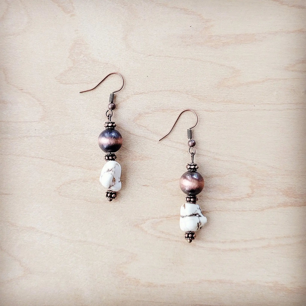 **Western White Turquoise w/ Copper Bead Drop Earring 200x The Jewelry Junkie