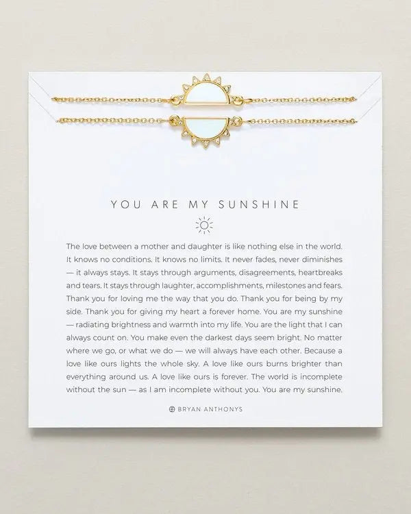 Bryan Anthonys You Are My Sunshine gift set with two complementary sun charms