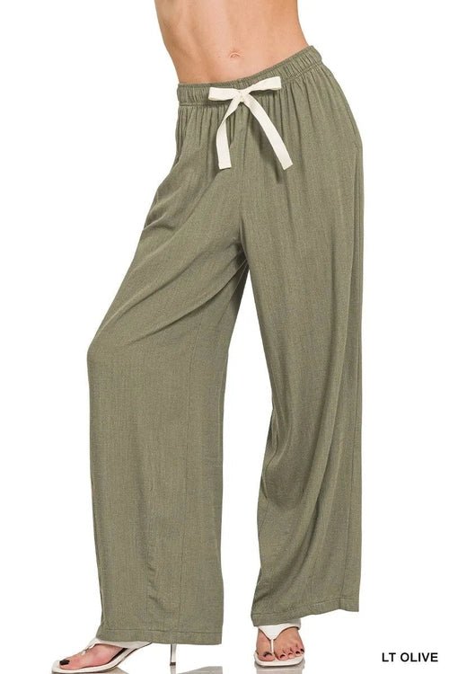 Zenana Linen Drawstring Pants - Salty Season LLC