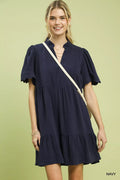 Umgee Linen Tiered Babydoll Dress with Scalloped Sleeves - Salty Season LLC