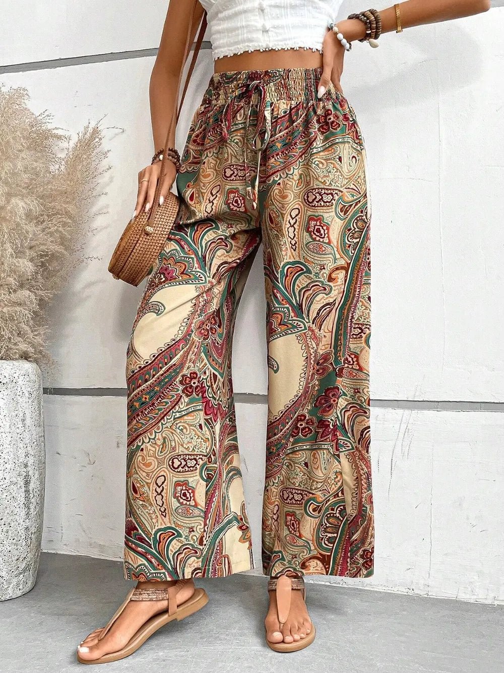 Printed Wide Leg Pants - Salty Season LLC