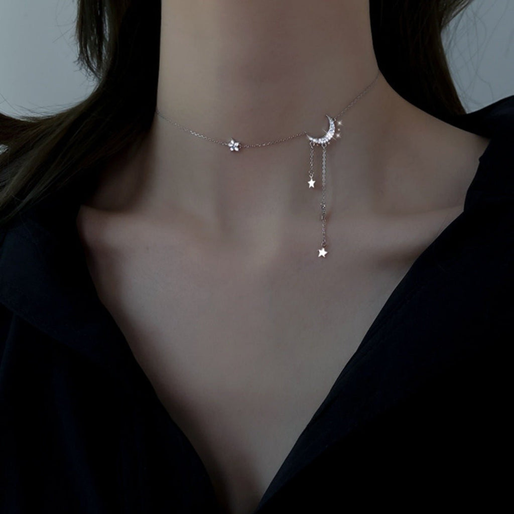 925 Sterling Silver Star Moon Necklace - Salty Season LLC