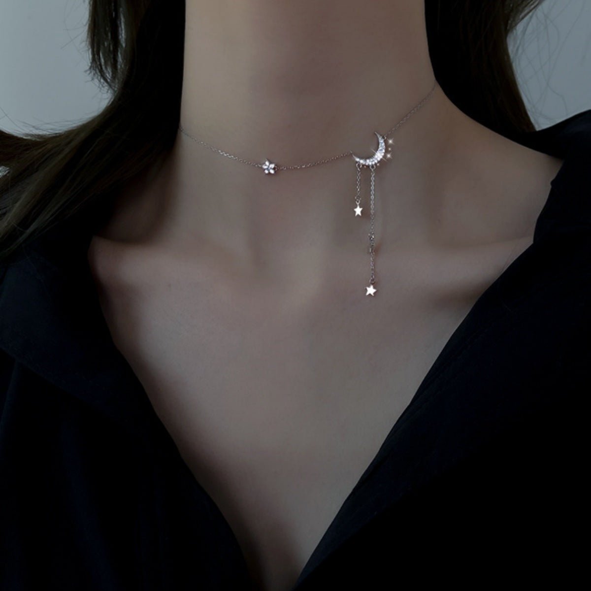 925 Sterling Silver Star Moon Necklace - Salty Season LLC