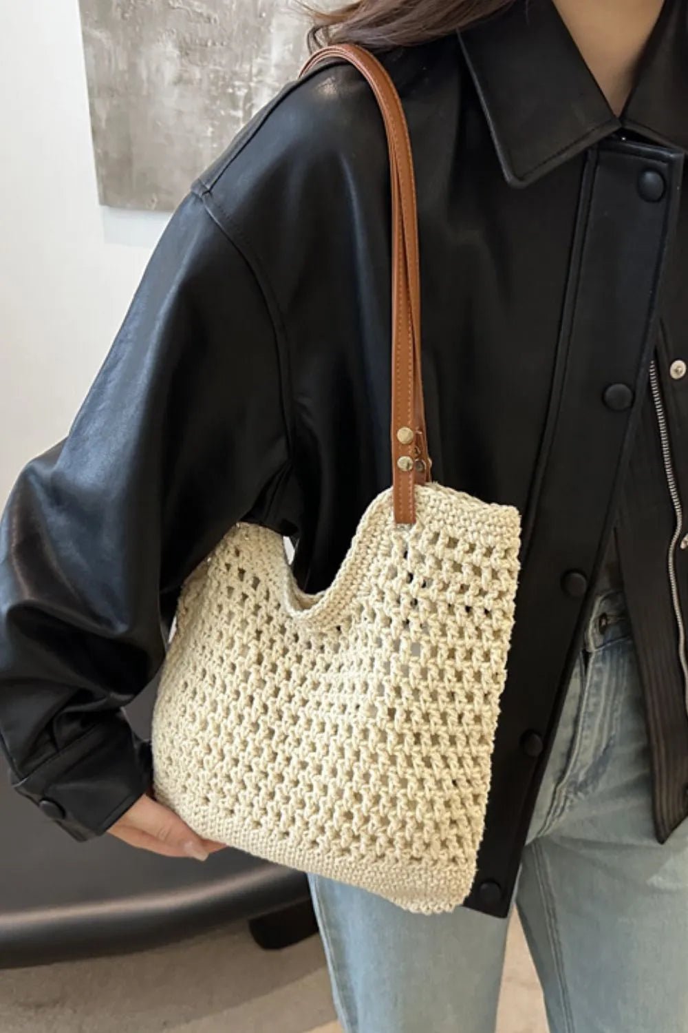 Openwork Woven Tote Bag - Salty Season LLC