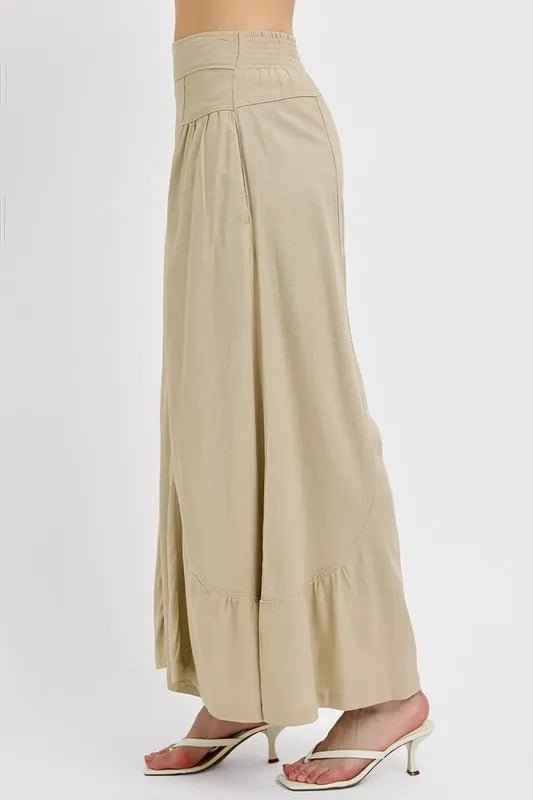 RISEN Shirring Detail Wide Leg Pants - Salty Season LLC