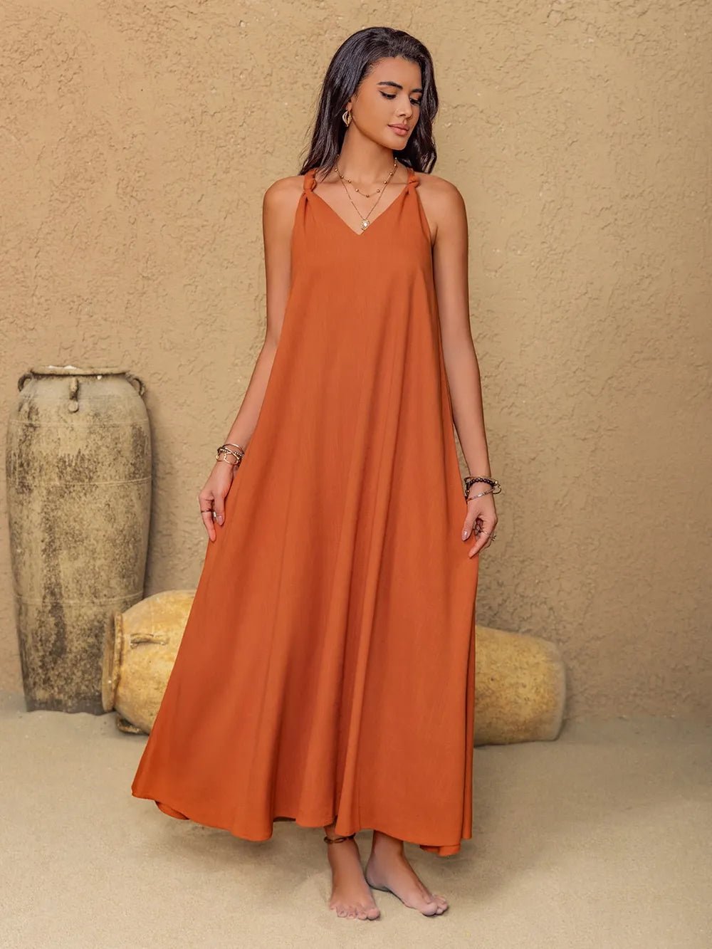 Sleeveless Maxi Twisted Back Dress - Salty Season LLC