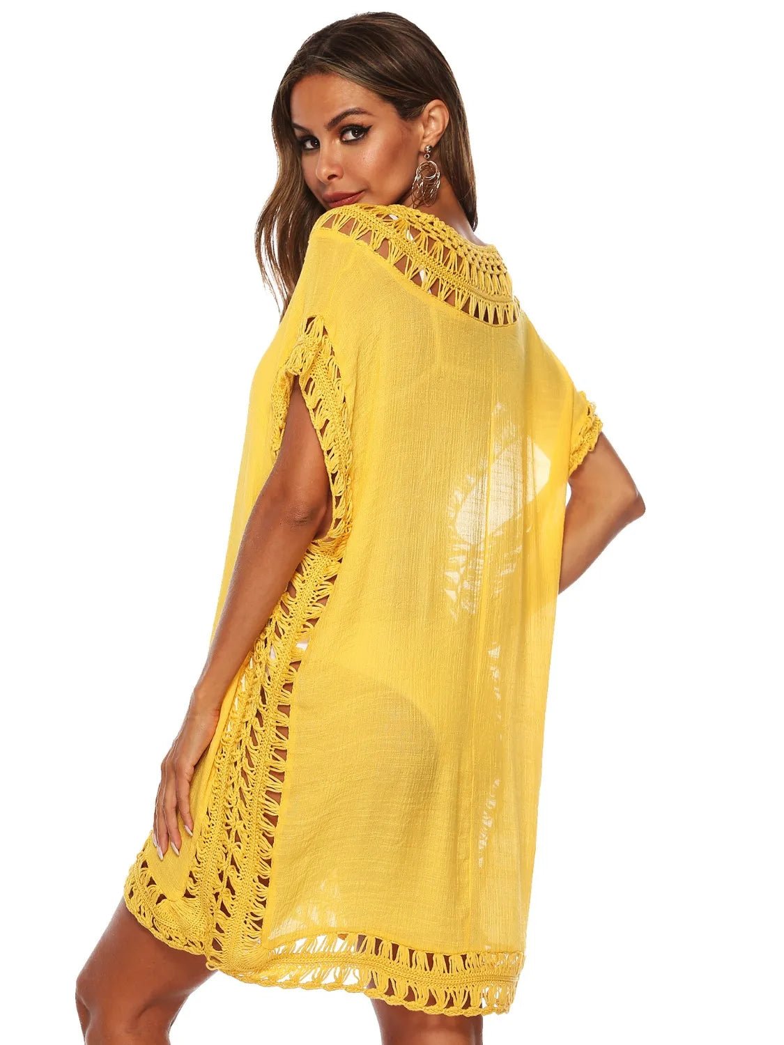 Bohemian Crochet Trim Beach Cover Up Dress - Salty Season LLC