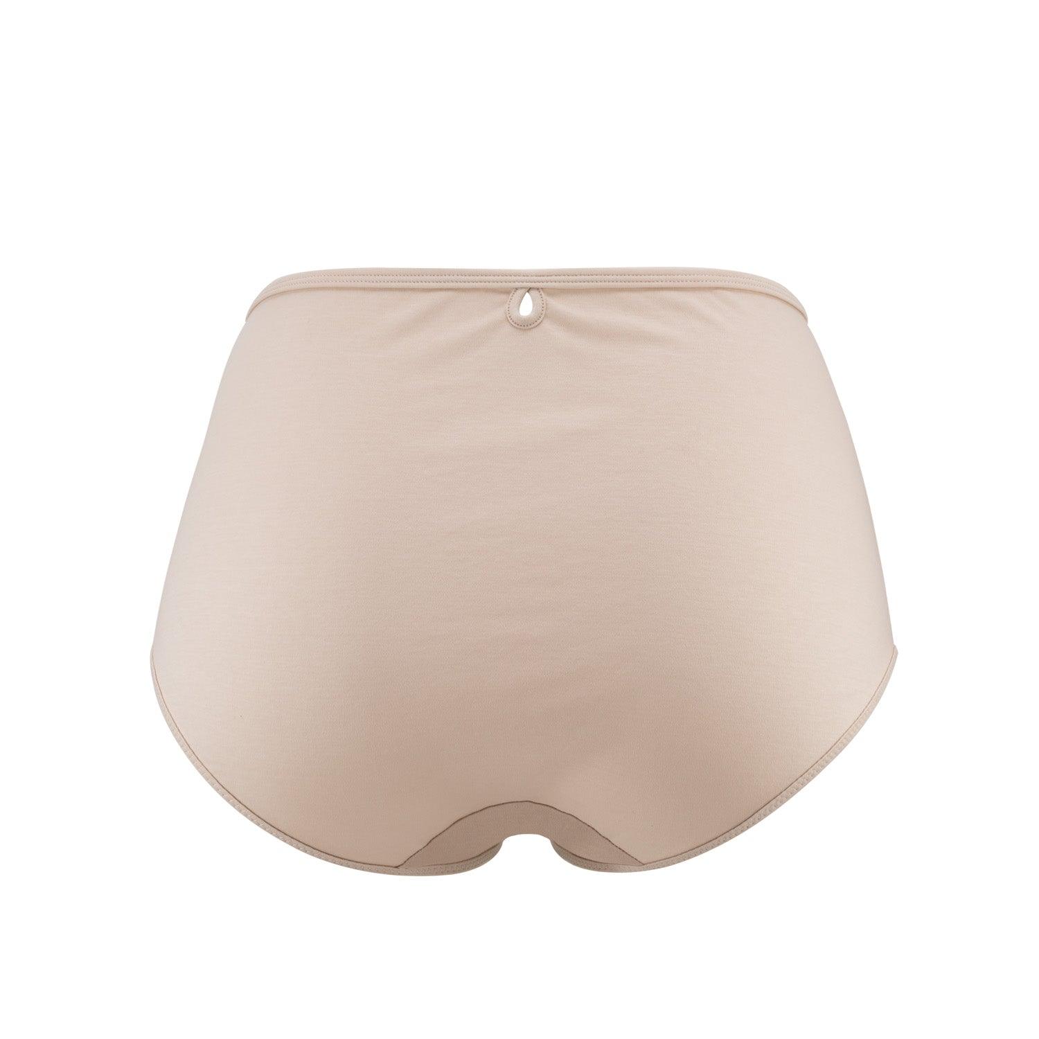 Beige high-waisted underwear on a white background