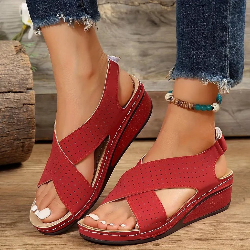 Criss-Cross Comfort Wedge Sandals - Salty Season LLC