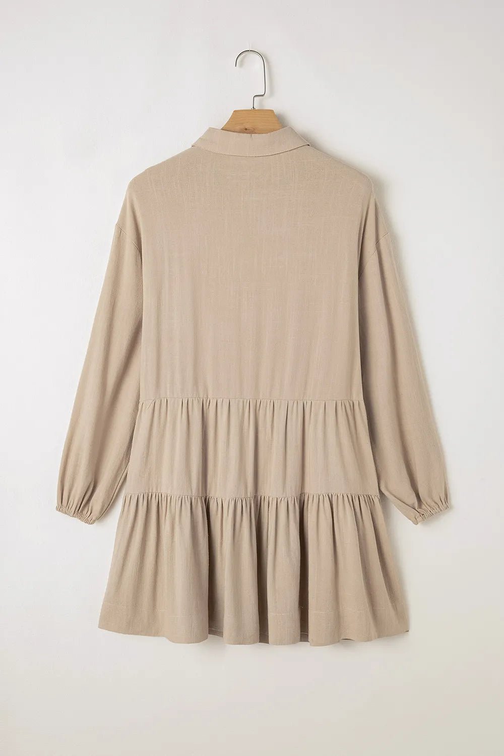 Tiered Collared Neck Balloon Sleeve Dress - Salty Season LLC