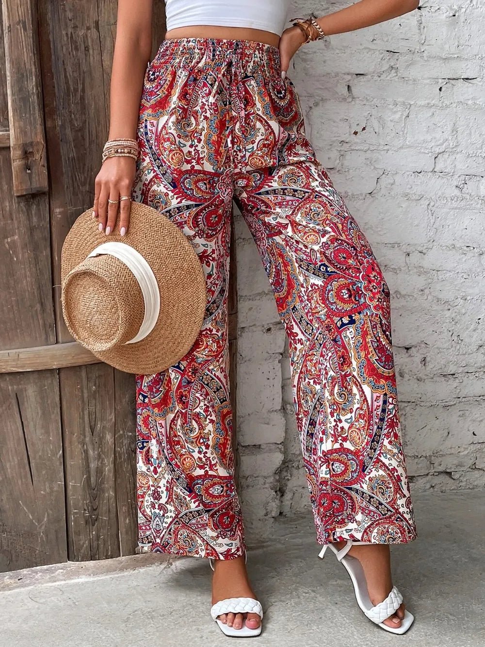Printed Wide Leg Pants - Salty Season LLC