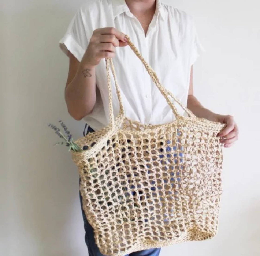 EcoFreax Beach tote handbag handmade natural raffia paper - Salty Season LLC