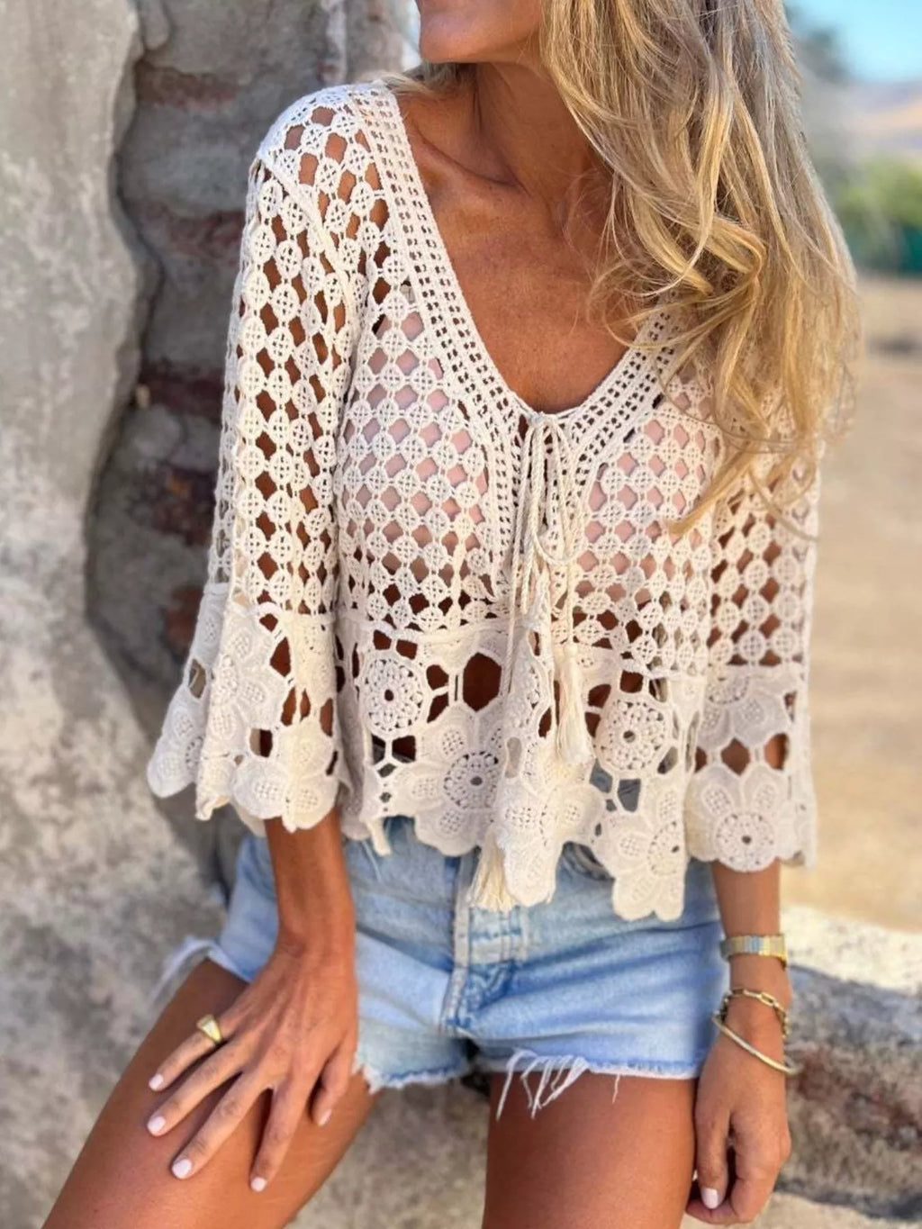 Tassel Crochet Knit Cover Up - Salty Season LLC