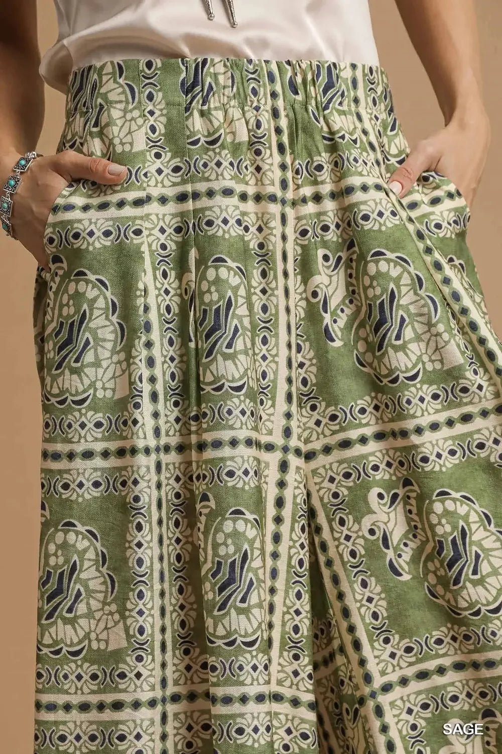 Umgee Bohemian Print Pants with Pockets - Salty Season LLC