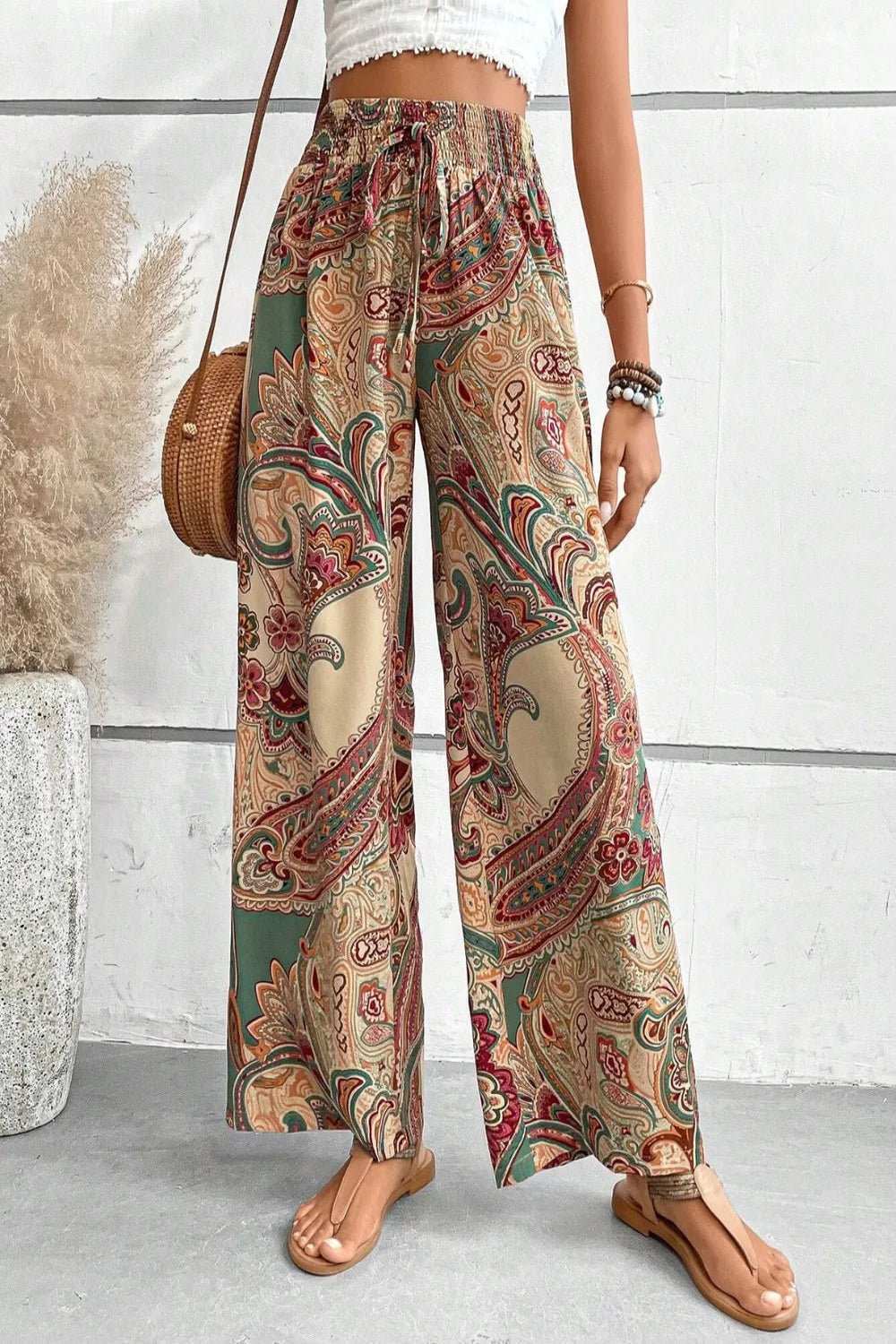 Printed Wide Leg Pants - Salty Season LLC