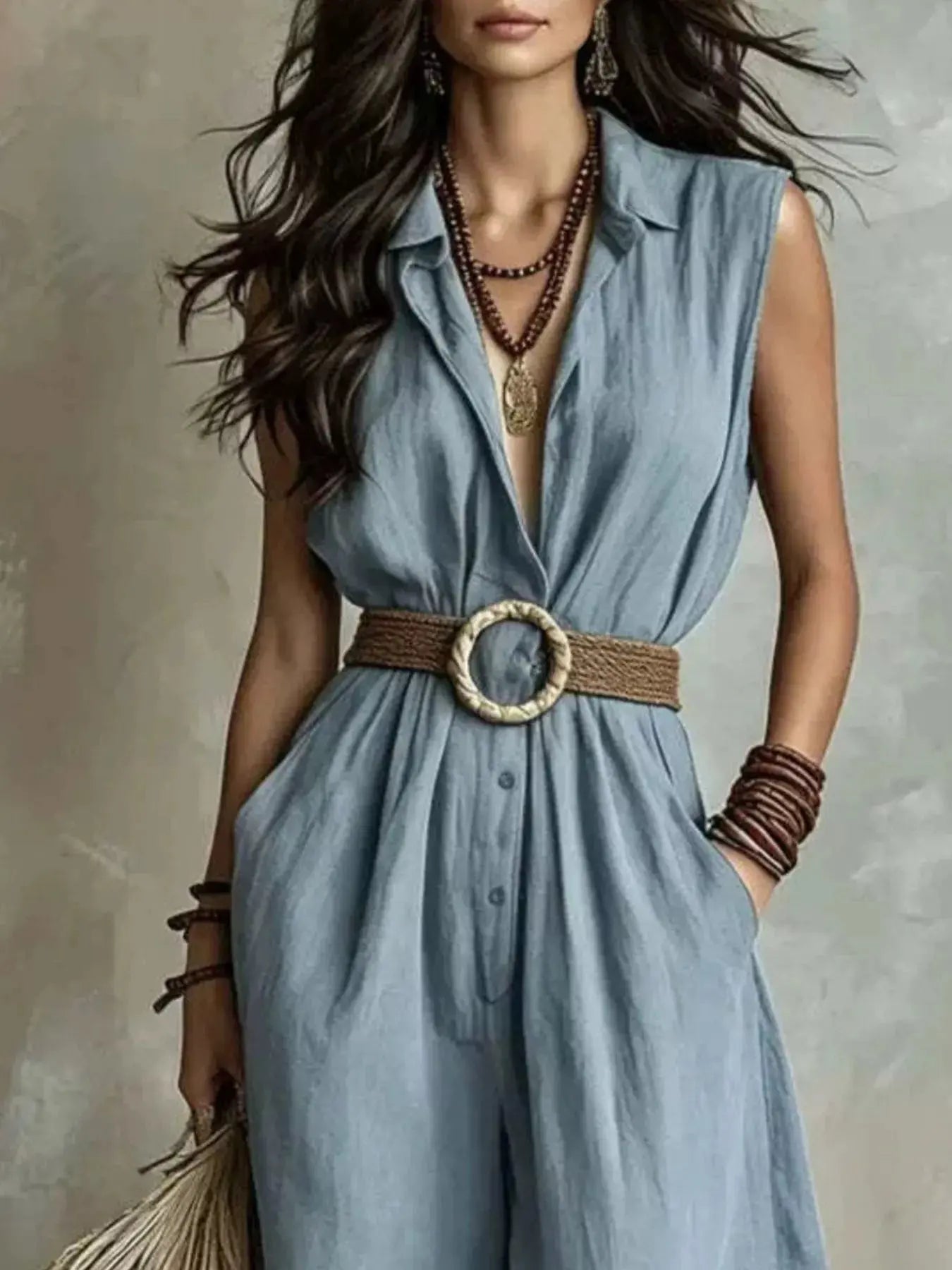 Full Size Sleeveless Wide Leg Jumpsuit Plus Size Trendsi